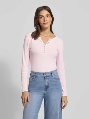 Bluzka z długim rękawem o kroju slim fit z mieszanki bawełny z dekoltem henley Christian Berg Woman