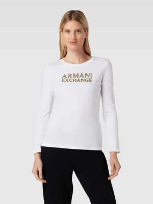 Bluzka z długim rękawem i nadrukiem z logo Armani Exchange