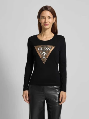 Bluzka z długim rękawem i nadrukiem z logo Guess