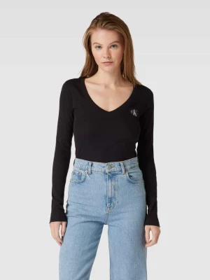 Bluzka z długim rękawem i naszywką z logo Calvin Klein Jeans