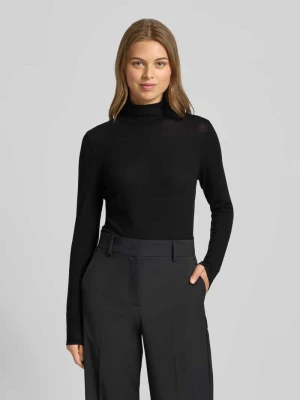 Bluzka z długim rękawem i prążkowaną stójka Windsor