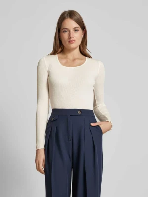 Bluzka z długim rękawem i prążkowanym, okrągłym dekoltem model ‘Elaine’ MOS MOSH