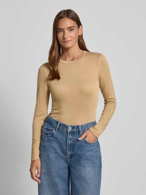 Bluzka z długim rękawem i prążkowanym, okrągłym dekoltem model ‘Sifa’ Opus