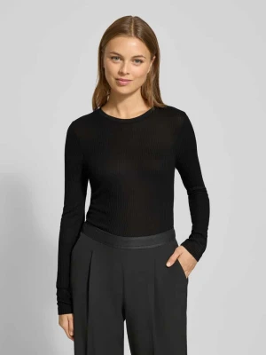 Bluzka z długim rękawem i prążkowanym, okrągłym dekoltem model ‘Sumelika’ Opus