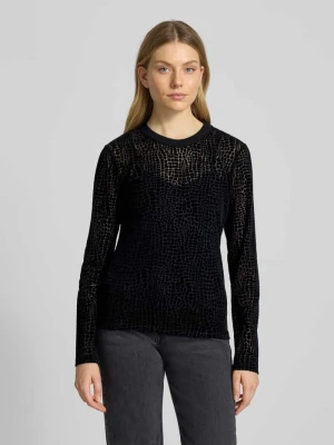 Bluzka z długim rękawem i prążkowanym, okrągłym dekoltem model ‘TEIDA’ Joop!