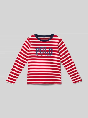 Bluzka z długim rękawem i prążkowanym, okrągłym dekoltem Polo Ralph Lauren Kids