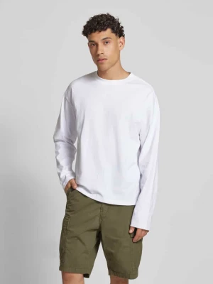 Bluzka z długim rękawem i prążkowanym, okrągłym dekoltem Weekday