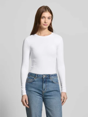 Bluzka z długim rękawem i prążkowanym, okrągłym dekoltem Weekday