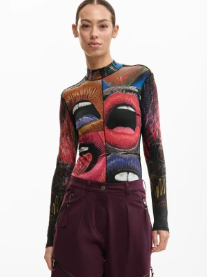 BLUZKA Z DŁUGIM RĘKAWEM I WYSOKIM KOŁNIERZEM Desigual