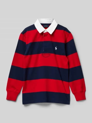 Bluzka z długim rękawem, kołnierzykiem polo i krytą listwą guzikową Polo Ralph Lauren Teens