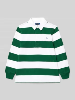 Bluzka z długim rękawem, kołnierzykiem polo i wyhaftowanym logo Polo Ralph Lauren Kids