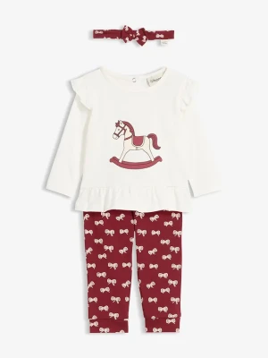 Bluzka z długim rękawem, legginsy i opaska na czoło z czystej bawełny organicznej (komplet 3-cz.) BonPrix czerwony