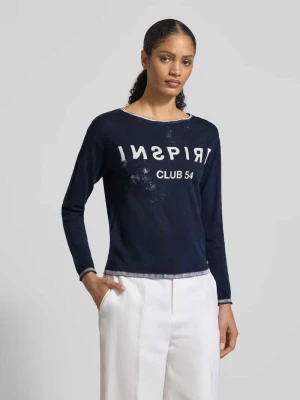 Bluzka z długim rękawem, nadrukiem po lewej stronie i okrągłym dekoltem monari