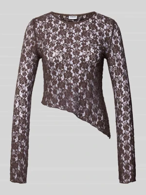 Bluzka z długim rękawem o asymetrycznym kroju z półprzezroczystego materiału Noisy May