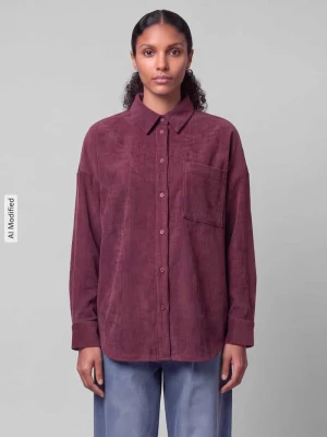 bluzka z długim rękawem o kroju oversized z brustaszą model 'SANNE' Vero Moda Ciemnoczerwony
