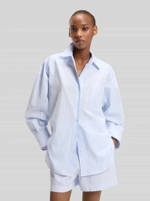 Bluzka koszulowa o kroju oversized z czystej bawełny model 'EUSTYNA' HUGO