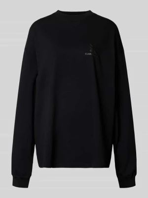 Bluzka z długim rękawem o kroju oversized z logo Karo Kauer Czarny