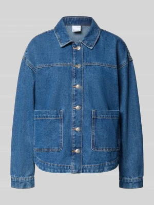 Bluzka z długim rękawem o kroju oversized z mieszanki bawełny model 'JAMIE' Vero Moda Niebieski