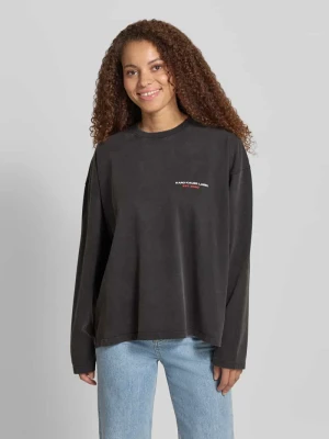 Bluzka z długim rękawem o kroju oversized z nadrukiem z logo model 'Memories' Karo Kauer