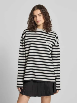 Bluzka z długim rękawem o kroju oversized z wzór w paski Karo Kauer