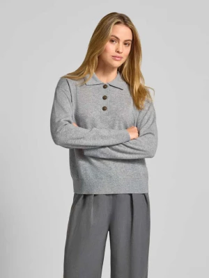 Bluzka z długim rękawem o kroju regular fit z czystego kaszmiru z listwą guzikową Jake*s Casual