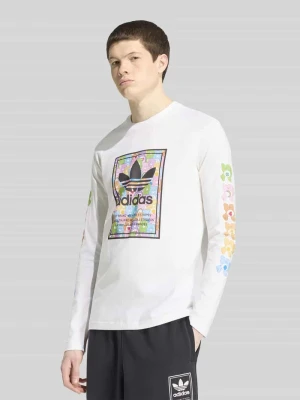 Bluzka z długim rękawem o kroju regular fit z czystej bawełny adidas Originals Biały