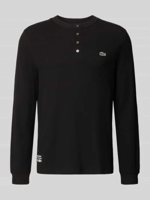 Bluzka z długim rękawem o kroju regular fit z czystej bawełny Lacoste Czarny