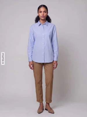 Bluzka z długim rękawem o kroju regular fit z czystej bawełny Lauren Ralph Lauren Błękitny