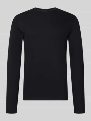 bluzka z długim rękawem o kroju regular fit z czystej bawełny model 'Basic' lindbergh Czarny