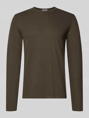 bluzka z długim rękawem o kroju regular fit z czystej bawełny model 'Basic' lindbergh Khaki
