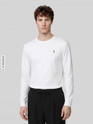 bluzka z długim rękawem o kroju regular fit z czystej bawełny model 'PIMA' Polo Ralph Lauren Biały