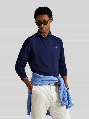 bluzka z długim rękawem o kroju regular fit z czystej bawełny model 'PIMA' Polo Ralph Lauren Granatowy