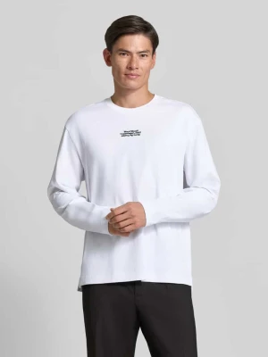 Bluzka z długim rękawem o kroju regular fit z czystej bawełny model 'Ryan' Wood Wood Biały