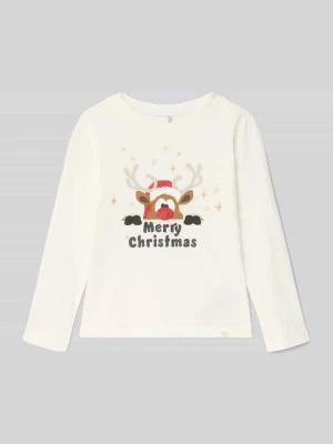 Bluzka z długim rękawem o kroju regular fit z czystej bawełny model ‘XMAS LIFE’ Only