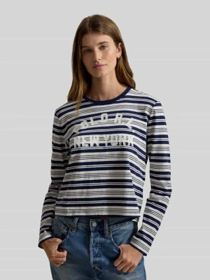 Bluzka z długim rękawem o kroju regular fit z czystej bawełny Polo Ralph Lauren Granatowy