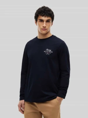 Bluzka z długim rękawem o kroju regular fit z czystej bawełny Tommy Hilfiger Granatowy