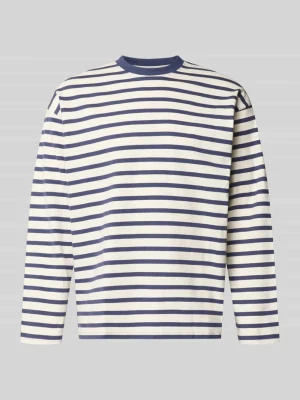 Bluzka z długim rękawem o kroju regular fit z czystej bawełny z wzorem w paski Jack&Jones Niebieski