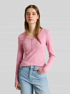 bluzka z długim rękawem o kroju regular fit z dekoltem henley Tom Tailor Denim
