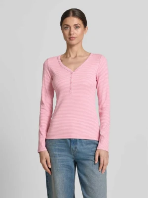 bluzka z długim rękawem o kroju regular fit z dekoltem henley Tom Tailor Denim