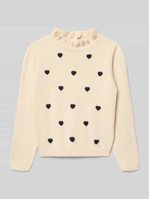 Bluzka z długim rękawem o kroju regular fit z efektem dzianiny BLUE SEVEN