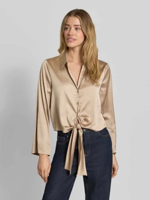 bluzka z długim rękawem o kroju regular fit z kołnierzykiem koszulowym model 'ERRIKA' HUGO