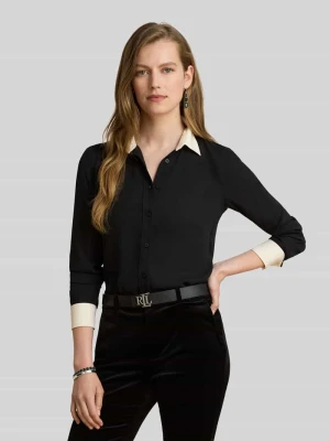 bluzka z długim rękawem o kroju regular fit z kołnierzykiem koszulowym model 'JAMELKO' Lauren Ralph Lauren Czarny