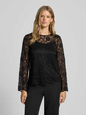Bluzka z długim rękawem o kroju regular fit z koronki model ‘OLLINE’ Pieces