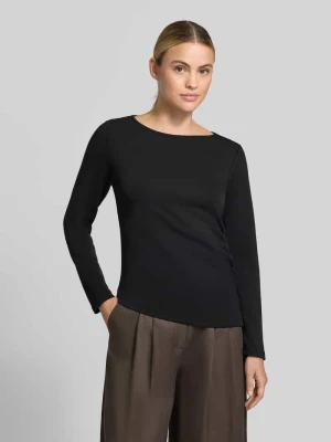 bluzka z długim rękawem o kroju regular fit z marszczeniami model 'Helle' My Essential Wardrobe Czarny