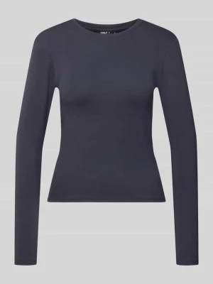 bluzka z długim rękawem o kroju regular fit z mieszanka bawełny model 'RILEY' Only Ciemnoniebieski