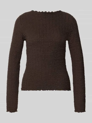 bluzka z długim rękawem o kroju regular fit z mieszanka bawełny model 'ZIA' Vero Moda Czekoladowy