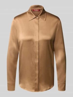 bluzka z długim rękawem o kroju regular fit z mieszanka jedwabiu model 'XERO' Max Mara Jasnobrązowy