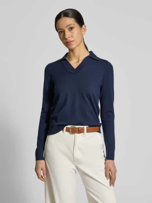 Bluzka z długim rękawem o kroju regular fit z Mieszanka wiskozy z kołnierzykiem polo Christian Berg Woman