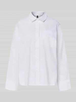 bluzka z długim rękawem o kroju regular fit z mieszanki bawełny model 'LOTUS' Vero Moda Biały