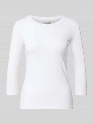 bluzka z długim rękawem skinny fit z mieszanki bawełny model 'LORATA' MM By Max Mara Biały